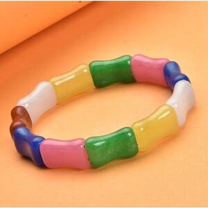 Multi Color Jade Section Stretch Bracelet